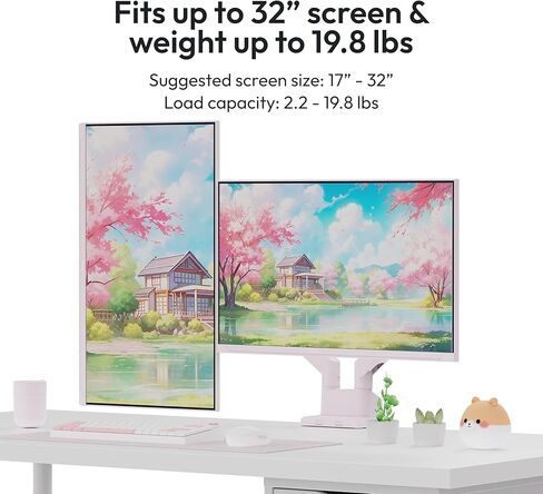 Pixio PS1D Wave Pink Dual Monitor Arm with Pink HDMI 2.1 Cable Ultra Certified Ultra High Speed 10FT 8K 60Hz 4K 120Hz Nylon Braided in Kuwait