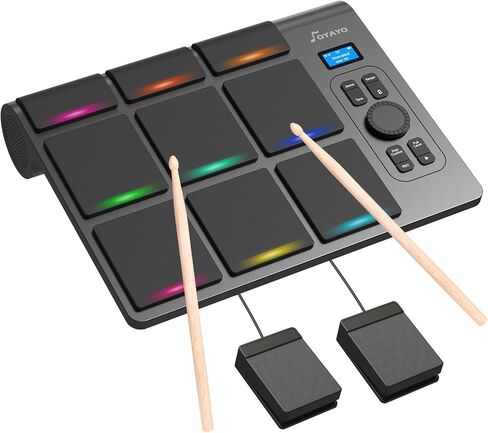 9 Pads Electronic Drum Pad, Electronic Tabletop Drum Set, Portable Digital Drum Kit with Velocity Sensitivity, LED Drum Pad Lights, MIDI Mac & PC Support, Ideal Gift for Beginners in Saudi Arabia
