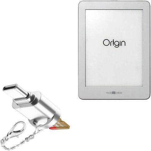 محول BoxWave متوافق مع جهاز الكمبيوتر المحمول Mobiscribe Origin E-Ink (6.8 بوصة) - قارئ بطاقة Micro SD صغير، قارئ USB من النوع C OTG سلسلة مفاتيح محول USB3.0 - فضي معدني in Kuwait