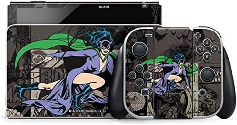 ملصق Skinit المخصص للألعاب متوافق مع Nintendo Switch OLED (2021) - تصميم DC Comics المرخص رسميًا Batman Catwoman Classic Art Pose in Kuwait