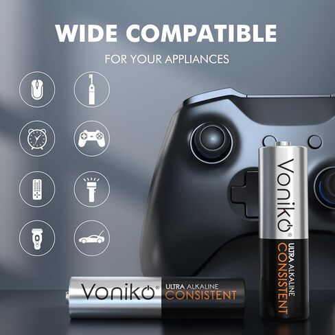 Voniko AA and AAA Batteries 24 Count Combo Pack, 12 Double A and 12 Triple A Batteries, 1.5V Premium Alkaline Battery, 10-Year Shelf Life in Kuwait