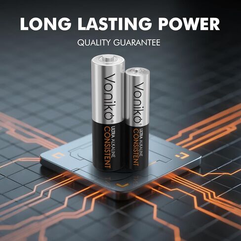 Voniko AA and AAA Batteries 24 Count Combo Pack, 12 Double A and 12 Triple A Batteries, 1.5V Premium Alkaline Battery, 10-Year Shelf Life in Kuwait