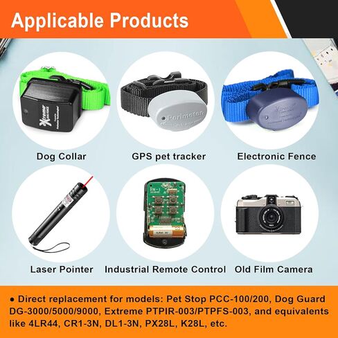 4 بطاريات 2CR1/3N 6V لطوق الكلب | سلسلة ملحومة لتحقيق الاستقرار الشديد | متوافق مع Pet Stop وDog Guard وExtreme PTPIR-003/DG-3000/PCC-100 والمزيد in Kuwait