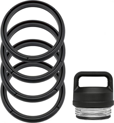 حلقة ختم مطاطية لغطاء Yeti Rambler Chug 18 26 36 46 64 أونصة، حلقة ختم سيليكون لغطاء علوي برغي Yeti، حشية دائرية مطاطية مقاومة للتسرب، أسود 4 قطع in Kuwait