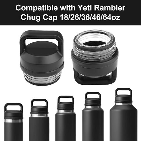 حلقة ختم مطاطية لغطاء Yeti Rambler Chug 18 26 36 46 64 أونصة، حلقة ختم سيليكون لغطاء علوي برغي Yeti، حشية دائرية مطاطية مقاومة للتسرب، أسود 4 قطع in Kuwait