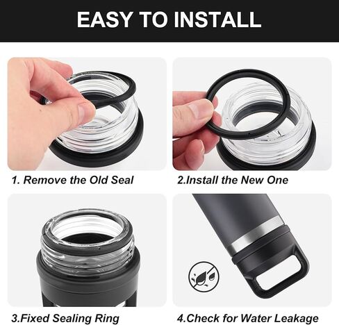 حلقة ختم مطاطية لغطاء Yeti Rambler Chug 18 26 36 46 64 أونصة، حلقة ختم سيليكون لغطاء علوي برغي Yeti، حشية دائرية مطاطية مقاومة للتسرب، أسود 4 قطع in Kuwait