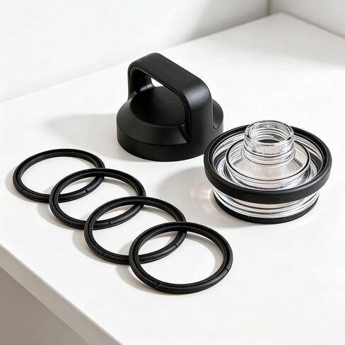 حلقة ختم مطاطية لغطاء Yeti Rambler Chug 18 26 36 46 64 أونصة، حلقة ختم سيليكون لغطاء علوي برغي Yeti، حشية دائرية مطاطية مقاومة للتسرب، أسود 4 قطع in Kuwait