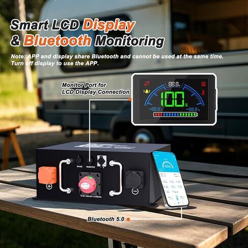12V 320Ah LiFePO4 Battery for RV, 250A BMS, Built-in Bluetooth, Low Temp Cut Off, Deep Cycle, 12V Lithium Battery for RV, Solar, Off Grid, Camping in Kuwait