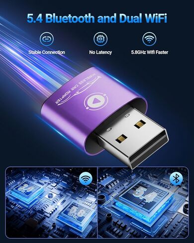 vnilrgle Wireless CarPlay Adapter for Apple iPhone（2026 Upgraded） Mini Design, Converts Factory Wired to Wireless Adapter for CarPlay, Plug and Play, Auto Connect Fast and Stable(Purple) in Kuwait