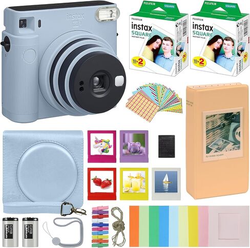 Fujifilm Instax Square SQ1 Instant Camera Terracotta Orange with Carrying Case + Fuji Instax Film Value Pack (40 Sheets) Accessories Bundle, Photo Album, Assorted Frames + More in Saudi Arabia