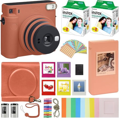Fujifilm Instax Square SQ1 Instant Camera Chalk White with Carrying Case + Fuji Instax Film Value Pack (40 Sheets) Accessories Bundle, Photo Album, Assorted Frames + More in Saudi Arabia