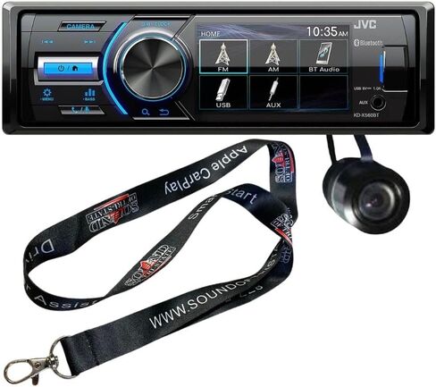جهاز استقبال الوسائط الرقمية JVC KD-X560BT أحادي DIN (لا يقوم بتشغيل الأقراص المضغوطة) مزود بكاميرا احتياطية + (1) على شكل رصاصة in Kuwait