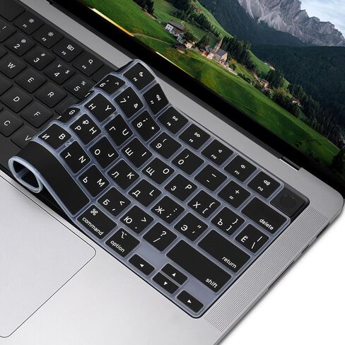 Russian Silicone Keyboard Cover Skin for 2024-2021 MacBook Air & Pro/Max with M3 M2 M1 Chip 15.3" 13.6" 14.2" 16.2 inches A3114 A3113 A2941 A2681 A2992 A2991 A2918 A2779 A2442 Protector Accessories in Kuwait