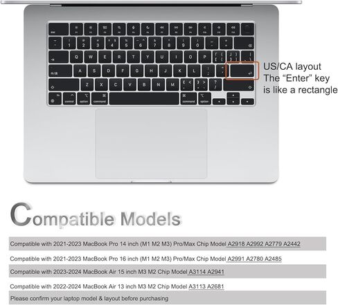 Russian Silicone Keyboard Cover Skin for 2024-2021 MacBook Air & Pro/Max with M3 M2 M1 Chip 15.3" 13.6" 14.2" 16.2 inches A3114 A3113 A2941 A2681 A2992 A2991 A2918 A2779 A2442 Protector Accessories in Kuwait