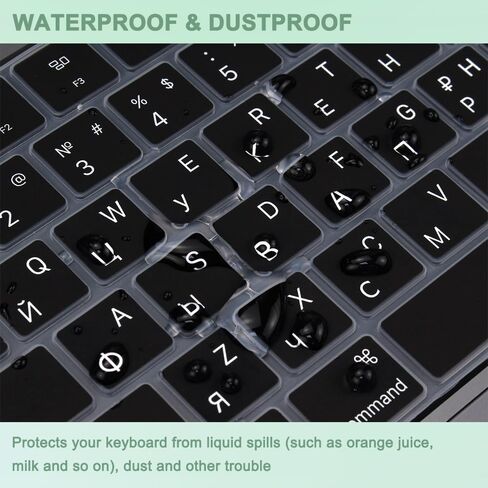 Russian Silicone Keyboard Cover Skin for 2024-2021 MacBook Air & Pro/Max with M3 M2 M1 Chip 15.3" 13.6" 14.2" 16.2 inches A3114 A3113 A2941 A2681 A2992 A2991 A2918 A2779 A2442 Protector Accessories in Kuwait