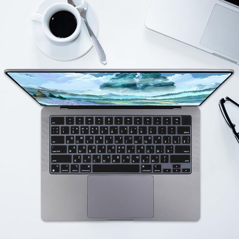 Russian Silicone Keyboard Cover Skin for 2024-2021 MacBook Air & Pro/Max with M3 M2 M1 Chip 15.3" 13.6" 14.2" 16.2 inches A3114 A3113 A2941 A2681 A2992 A2991 A2918 A2779 A2442 Protector Accessories in Kuwait