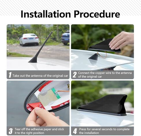 cueclue Pack-1 Shark Fin Antenna Cover for Car, Decorative Top Mounted Dummy Roof Aerial, Vehicle Shark Fin Shape Cover Universal for Most Sedan, SUV, Van (Black) in Kuwait
