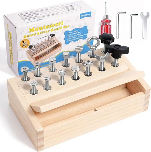 INIFEIDALA Montessori Screwdriver Board-Lock and Key Toy Set,Wooden Montessori Toys for 3 4 5 Year Old Kids and Toddlers,Learning Sensory Bin Toys Preschool Materials,Fine Motor Skills Toys,STEM Toys in Saudi Arabia