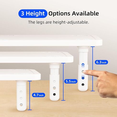 AFOOYO Dual Monitor Stand For Desk,31 Inch Adjustable Wood Computer Riser Desktop Storage Stand For Computer,Laptop,Printer,TV,White Scroll in Saudi Arabia