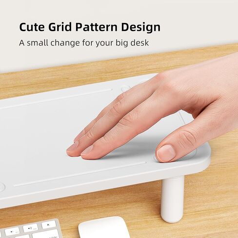 AFOOYO Dual Monitor Stand For Desk,31 Inch Adjustable Wood Computer Riser Desktop Storage Stand For Computer,Laptop,Printer,TV,White Scroll in Saudi Arabia