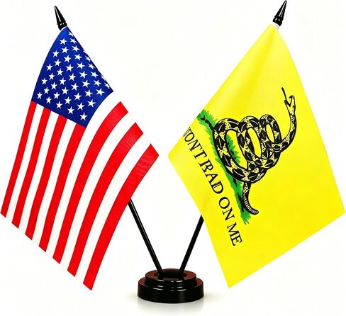 America & Army Gold Crest Twin Desk Flag, U.S. Army and American Table Flag, 8 x 5 Inches Military Office Desk Table Flags - Stick Flag with Flag Stand in Kuwait