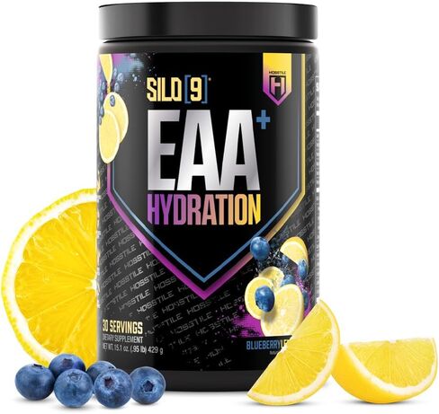 HOSSTILE SILO[9] Essential Amino Acids, EAA & BCAA Powder, Electrolyte Hydration Support, Enhance Muscle Recovery, Build Lean Muscle, Pre or Post Workout Drink, Blueberry Lemonade, 30 Servings in Saudi Arabia