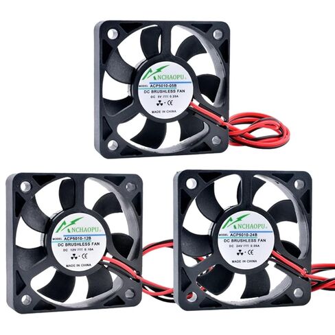 ACP5010 5 سم 50 مم مروحة 50 × 50 × 10 مم DC5V 12 فولت 24 فولت 2 دبوس مروحة تبريد مناسبة لشاحن إمداد الطاقة العاكس للهيكل الصغير (5 فولت 2 محامل كروية) in Kuwait