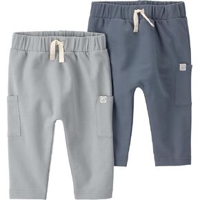little planet by carter's Unisex Baby 2-Pack Organic Cotton Terry Pants, Spring Moss/Lighter Grey Heather, 18 Months in Kuwait