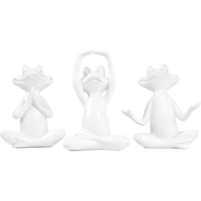 Gold Frog Figurines Yoga Decor 3.7'' Set of 3 –Frog Yoga Statues for Modern Living Room Desk Table Home Office Bookshelf Shelves Sculptures Decor, for Dad Mom Women in Kuwait