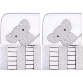 Hudson Baby Unisex Baby Hooded Towel and Five Washcloths, Yellow Duck, One Size in Kuwait