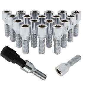 Wheel Accessories Parts Set of 20 Chrome 14x1.5 Lug Bolts Conical Seat with 17mm Hex, 30 mm Shank Length, Acorn Seat Lug Bolt Designed for Aftermarket Wheels (20 Bolts, Chrome, M14x1.5/14 1.5) in Saudi Arabia