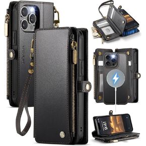 Defencase for iPhone 13 Pro Max Case, RFID Blocking iPhone 13 Pro Max Case Wallet Women Men with Card Holder, Zipper Magnetic Flip PU Leather Protective Cover for iPhone 13 Pro Max Phone Case, Purple in Saudi Arabia