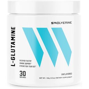 Swolverine L-Glutamine | Reduces Exercise Induced Muscle Soreness, Improves Recovery, Enhances Gut Health, Supports Immune Health, Vegan, Non-GMO, GF, Unflavored, 5g Per Serving, (60 Servings) in Saudi Arabia