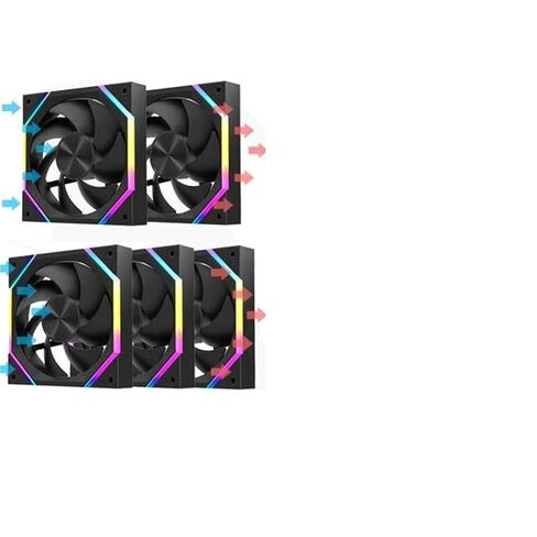 مروحة حافظة الكمبيوتر الشخصي 120 مم ARGB 4 Pin PWM مروحة تبريد هادئة 12 فولت حجم هواء كبير 61.5CFM/2000RPM تهوية (عكس 5 قطع B) in Kuwait