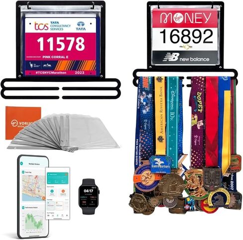 Race Bib and Medal Display, Medal Hanger Display, Medal Holder, Bib Boards for Runners, Medal Hanger, Medal holder Display, Running Medal Hanger Display - Displays up to 50+ Medals and 100+ Race Bibs in Saudi Arabia