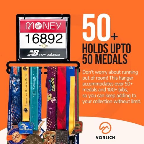 Race Bib and Medal Display, Medal Hanger Display, Medal Holder, Bib Boards for Runners, Medal Hanger, Medal holder Display, Running Medal Hanger Display - Displays up to 50+ Medals and 100+ Race Bibs in Saudi Arabia