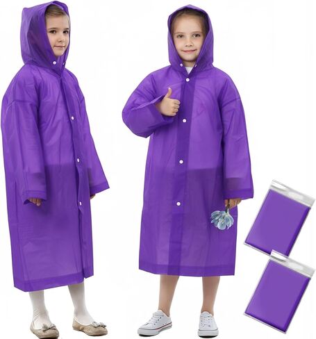 anyoo Kido Rain Poncho مع غطاء محرك السيارة خفيفة الوزن الطوارئ معطفات المطر الأولاد والبنات سترة المطر لديزني السفر في الهواء الطلق in Saudi Arabia