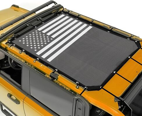 Sunshade Top Cover for Ford Bronco 2-Door,Bikini Mesh Sun Shade Soft and Hard Top Sunroof for Ford Bronco 2021 2022 2023 Accessories,Blocks UV,Wind,Noise,America Flag in Saudi Arabia