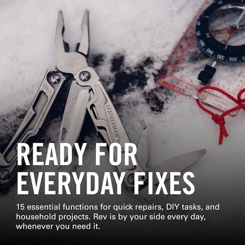 LEATHERMAN، أداة متعددة بحجم الجيب Rev مع فتاحة العبوة ومفكات البراغي، من الفولاذ المقاوم للصدأ in Kuwait