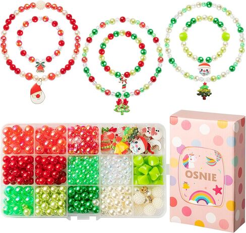 OSNIE Kids DIY Bead Jewelry Making Kit with 400+ Beads & Charms for Creative Bracelets Necklaces Rings, Children Mermaid Starfish Shell Princess Necklace Bracelets Making Art Craft Bead Kit for Girls in Saudi Arabia