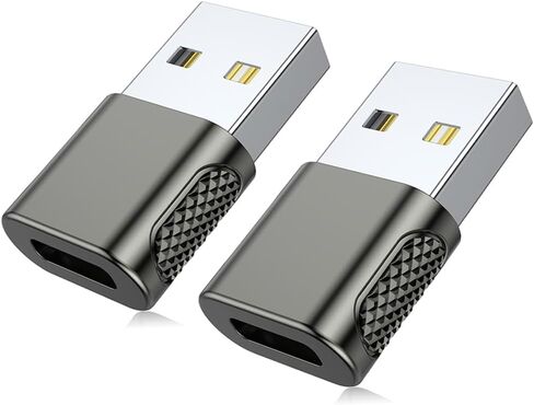 AuviPal USB C Female to USB Male Adapter 2 Pack, USB Type C Cable to USB A Charger Converter for Apple Watch Ultra SE Series 8 7, iPhone 14 13 12 11, AirPods, iPad and More - Black in Saudi Arabia