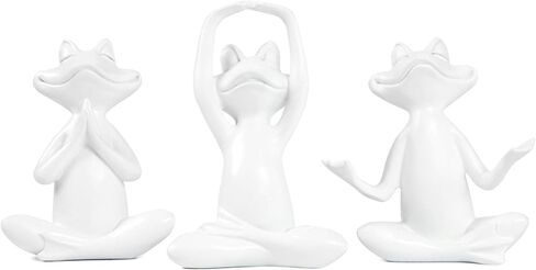 Gold Frog Figurines Yoga Decor 3.7'' Set of 3 –Frog Yoga Statues for Modern Living Room Desk Table Home Office Bookshelf Shelves Sculptures Decor, for Dad Mom Women in Kuwait