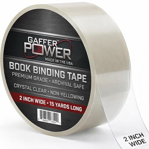 Gaffer Power American Made Clear Bookbinding Tape 2" x 15 Yards | Strong, Durable, Acid-Free Repair Tape for Books, Scrapbooking, and Documents in Saudi Arabia
