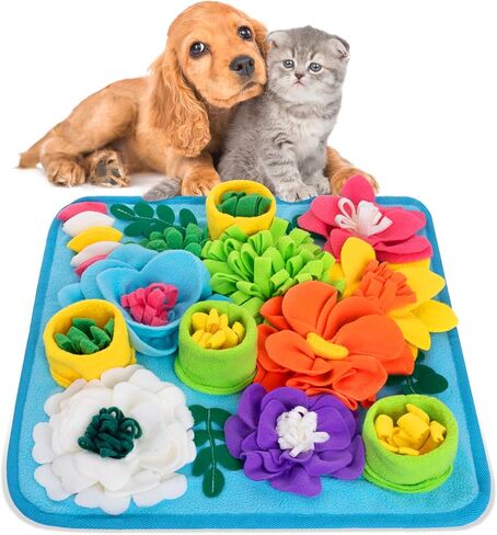 Oliumt Snuffle Mat للكلاب، شم حصيرة تغذية بطيئة للحيوانات الأليفة الصغيرة القطط والأرانب - تساعد على تخفيف التوتر والتدريب - تحفيز مهارات البحث عن الطعام لدى حيوانك الأليف! (أزرق) in Kuwait