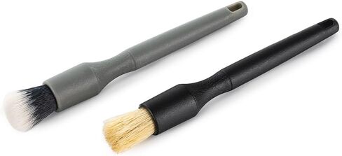 Detail Factory - Crevice Mini Detailing Brush Combo Kit - One Boar's Hair Brush + One Ultra-Soft Synthetic Brush, Heavy Cleaning Action for Small Spaces, Orange + Blue (2-Pack) in Saudi Arabia