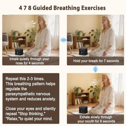 Singing Bowl & Sleep Sound Machine with 19 Tibetan Bowl Sounds, 4 Meditation Sounds, 20 White Noises, Breathing Trainer, Touchscreen, Stereo Sound, Stepless Volume Control, Rechargeable Battery in Saudi Arabia