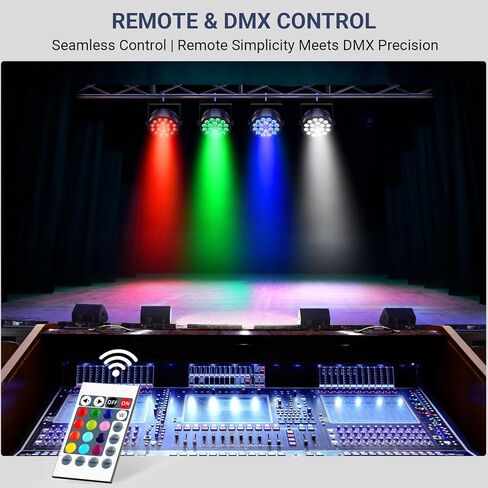 180W RGBW PAR LIGHTS DMX - LED Stage Par Lights 2 Pack مع 4IN1 خلط ألوان ربع سلس مع Control DMX Multi -modes سهلة الإعداد لكنيسة حفلات الزفاف DJ والعروض الحية in Saudi Arabia