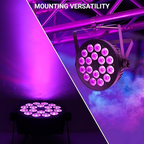 180W RGBW PAR LIGHTS DMX - LED Stage Par Lights 2 Pack مع 4IN1 خلط ألوان ربع سلس مع Control DMX Multi -modes سهلة الإعداد لكنيسة حفلات الزفاف DJ والعروض الحية in Saudi Arabia