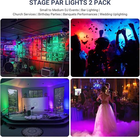 180W RGBW PAR LIGHTS DMX - LED Stage Par Lights 2 Pack مع 4IN1 خلط ألوان ربع سلس مع Control DMX Multi -modes سهلة الإعداد لكنيسة حفلات الزفاف DJ والعروض الحية in Saudi Arabia
