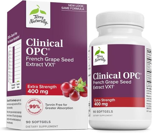 Terry Naturally Clinical OPC Extra Strength - 90 Softgels - French Grape Seed Extract Supplement - Supports Immune Health, Antioxidant - Non-GMO, Gluten Free - 90 Servings in Kuwait